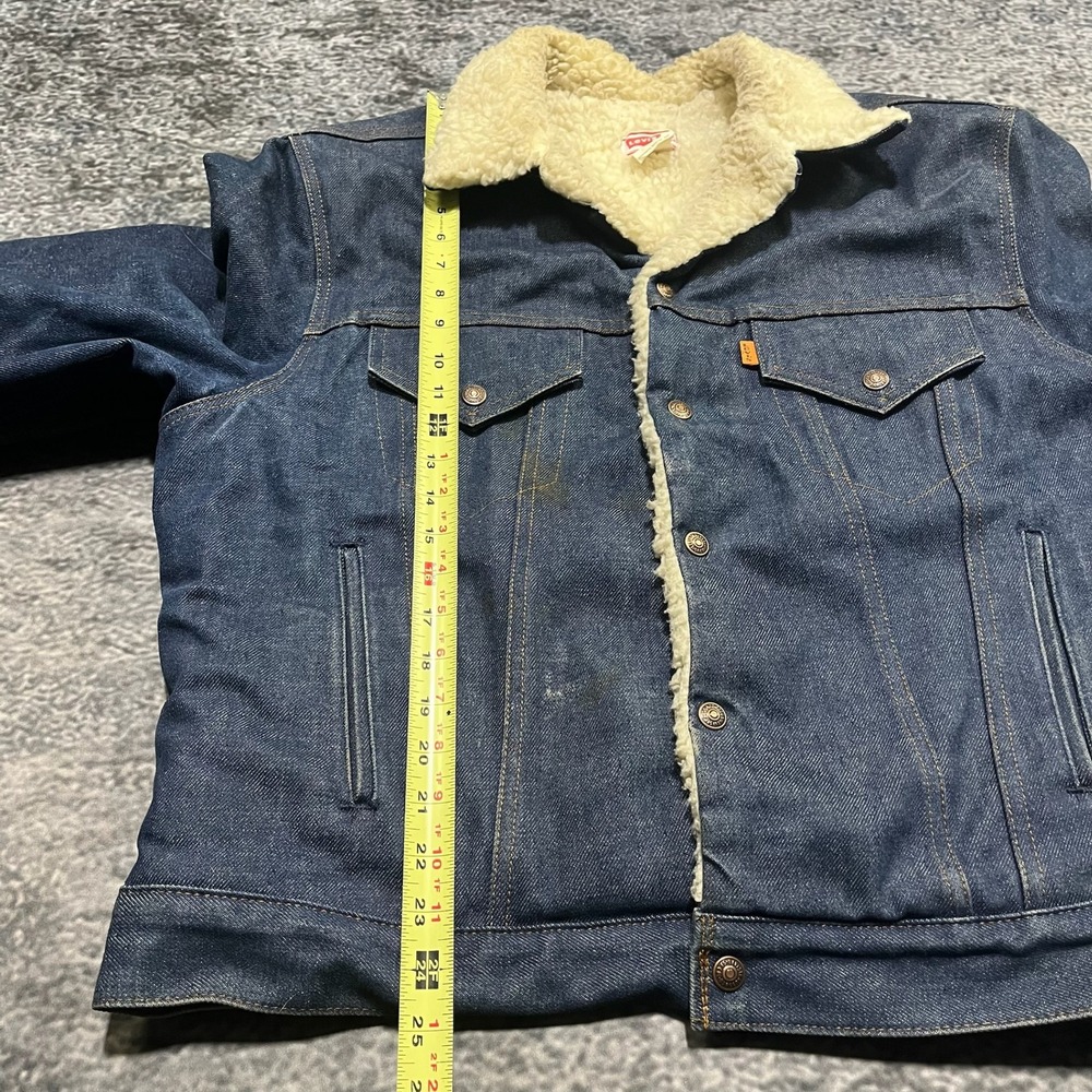Vintage Levi's Orange Tab Sherpa Denim Jacket Size 46 Blue Lined Western 80s - Picture 8 of 9